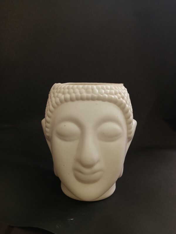 Hellogarden Buddha Head Pot – White Ceramic Look Planter